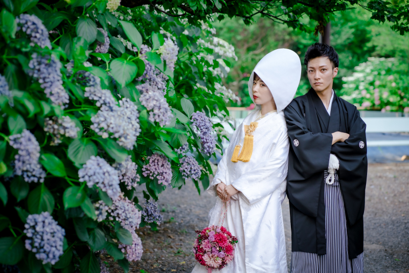 紫陽花とお二人