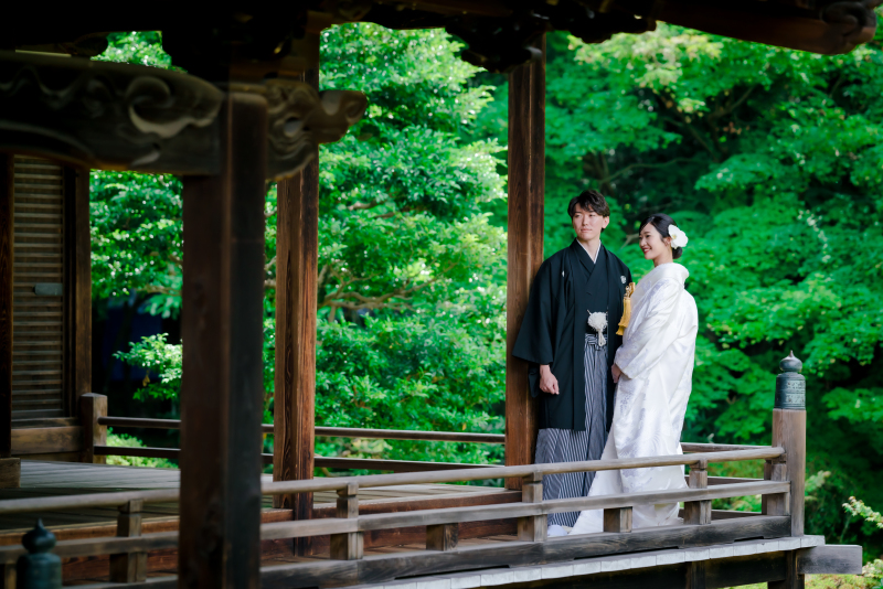 白無垢で上品に神社仏閣と円山公園にてロケ撮影♪
