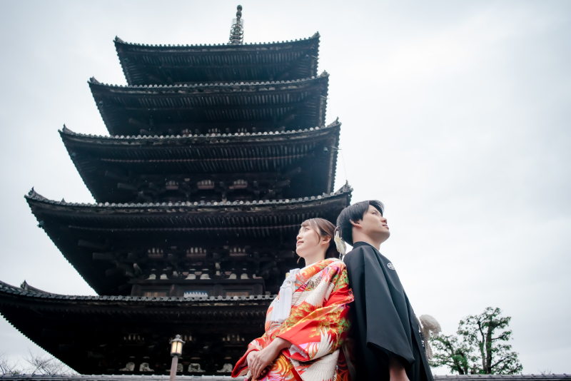 八坂の塔の真下で&hellip;