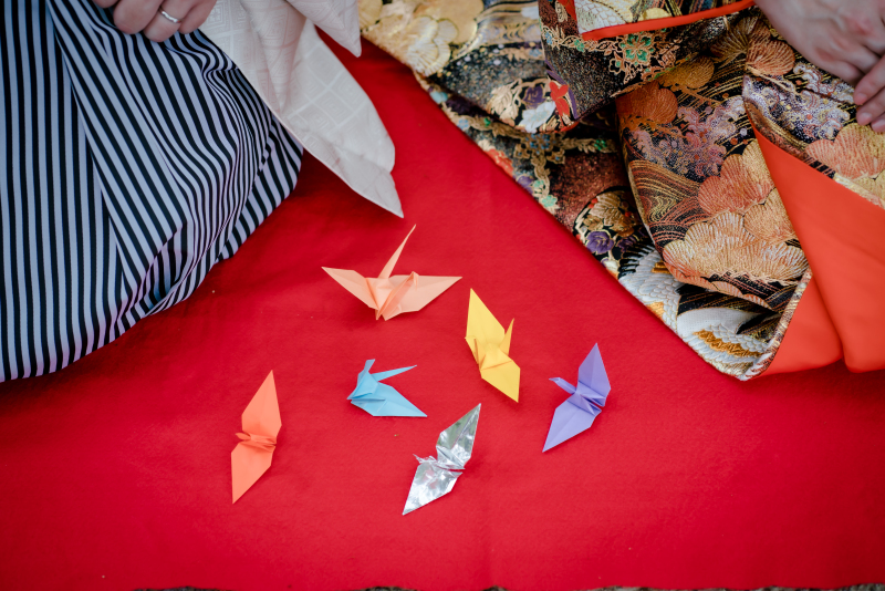 折り紙の鶴が可愛い♡