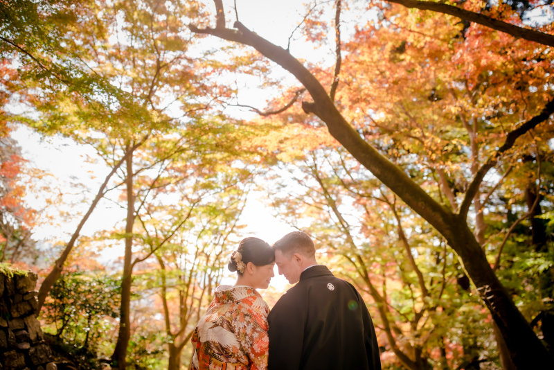 紅葉色づく寺院ロケーション