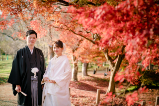 紅葉広がる自然公園で和装1点ロケ撮影♪