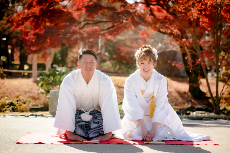 紅葉の中で座りの撮影！