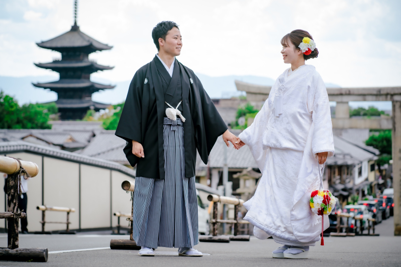 八坂の塔とボールブーケ