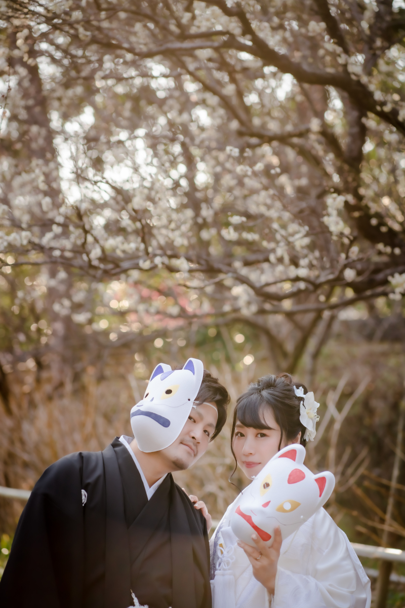 狐のお面で可愛く♡