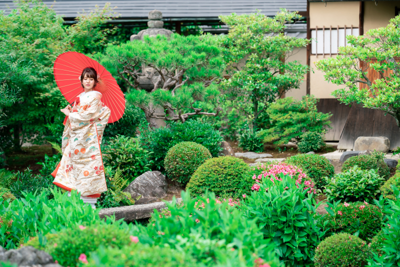 美しい庭園と和装前撮り