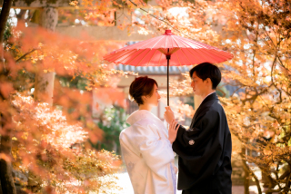 Arch Bridal_和装前撮り【紅葉】：神社仏閣