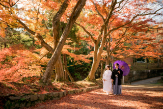 Arch Bridal_和装前撮り【紅葉】：神社仏閣