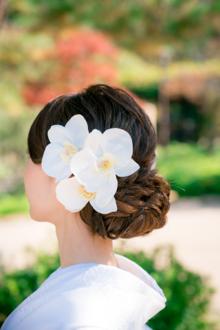 胡蝶蘭の髪飾り(造花)