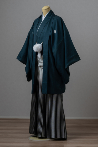 深緑紋付×グラデーション袴