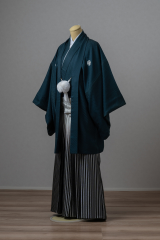 深緑紋付×グラデーション袴