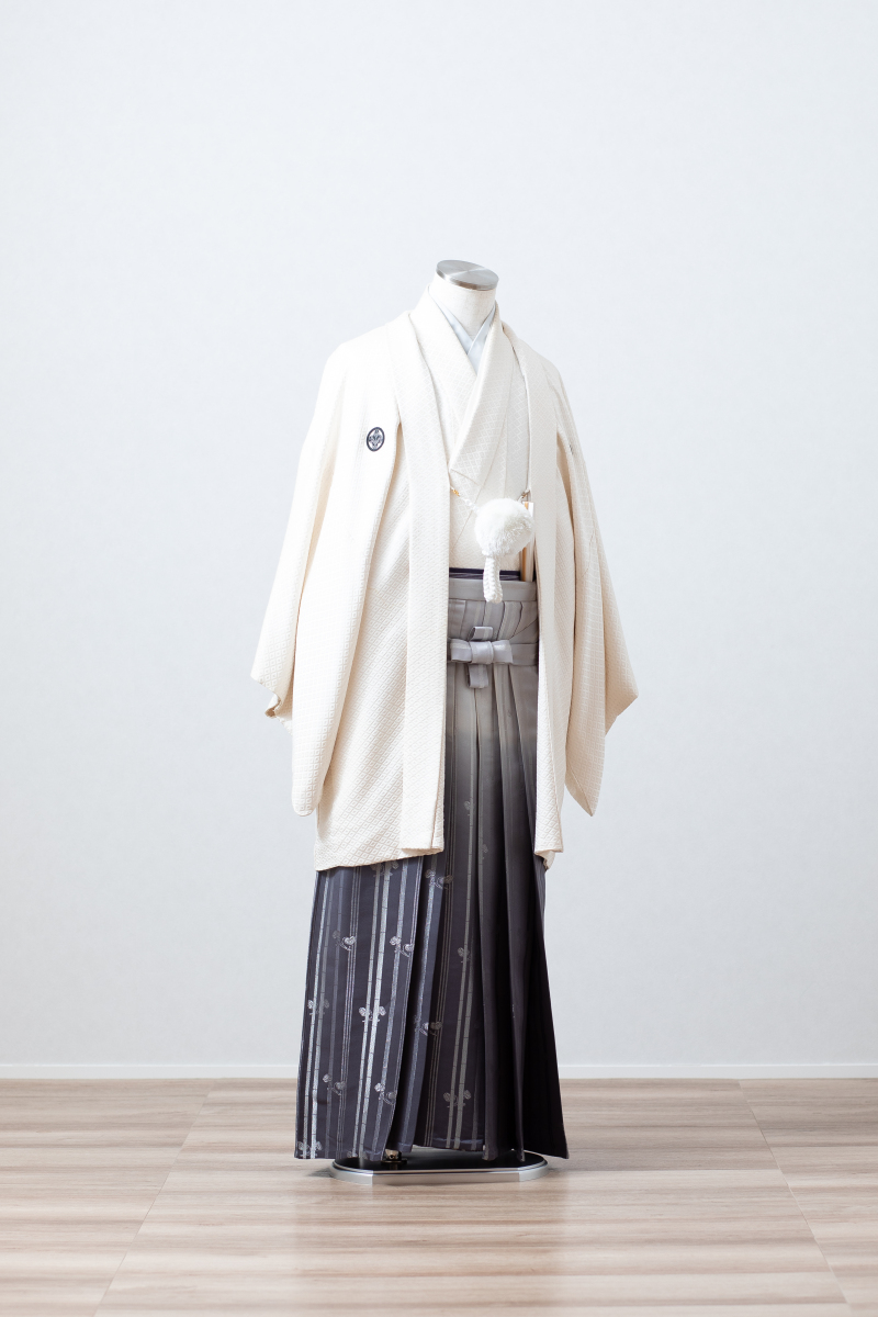 白紋付&times;竹柄グレーグラデーション袴