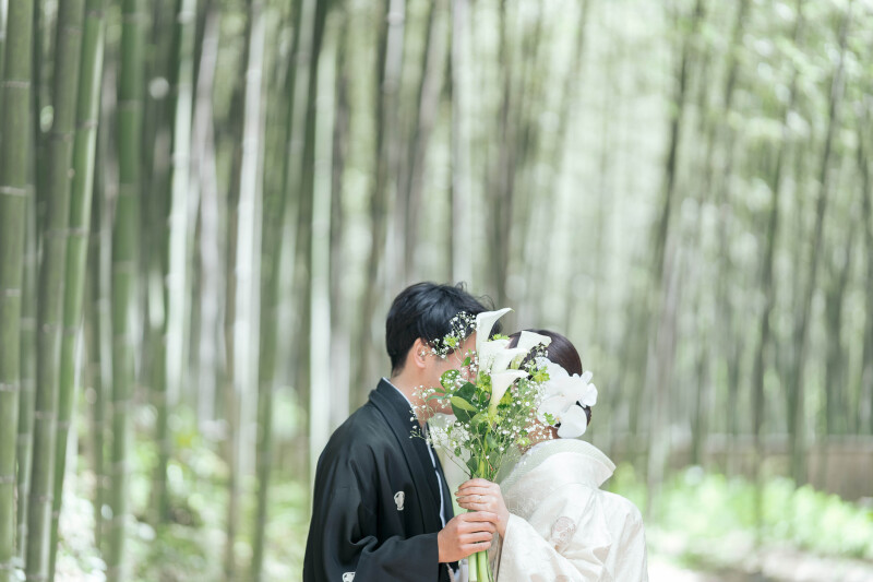 和装でのブーケ