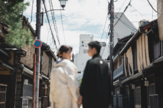 京都の街並みで