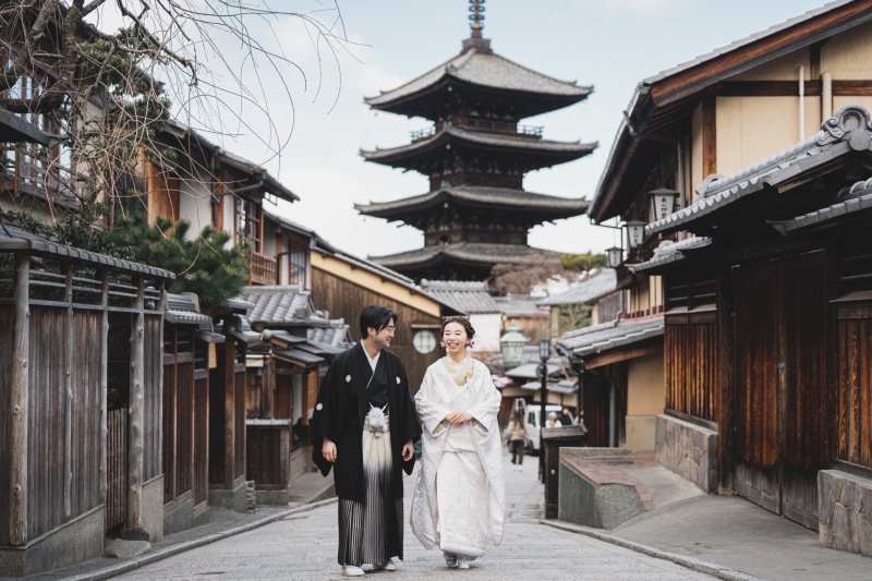 五重塔をバックに