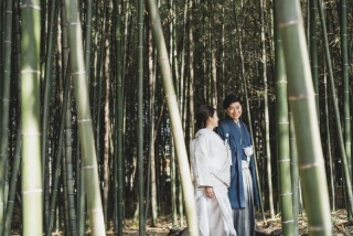 竹林のあるお寺で