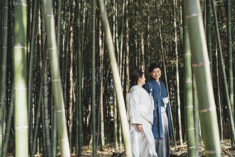 竹林のあるお寺で