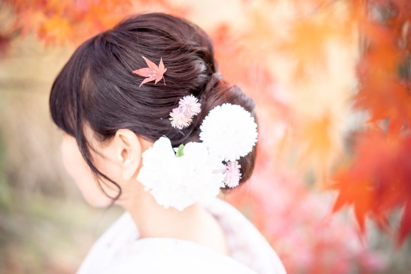 髪飾りと紅葉と