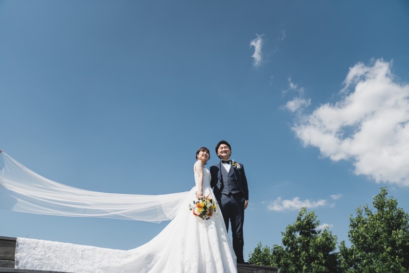 テラスでは空の抜けた写真も