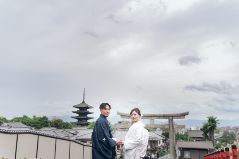 京都の街並みを