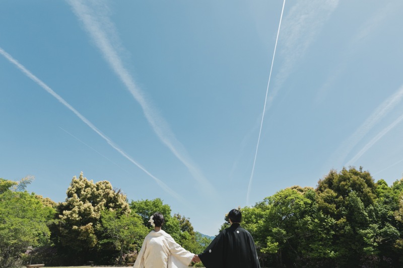 嵐山で見た飛行機雲