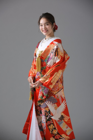 金雲取文　鶴扇熨斗目 IU00056