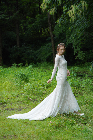 総レースロングスリーブマーメイド　00536