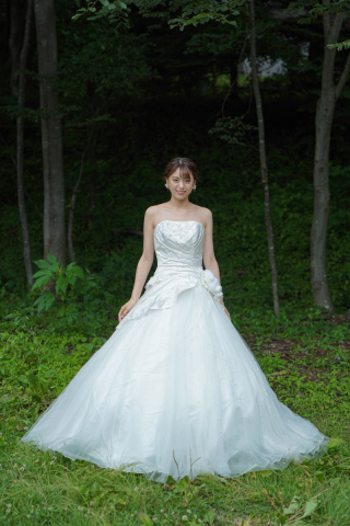 胸元サテン刺繍切替チュールスカート　WD00560