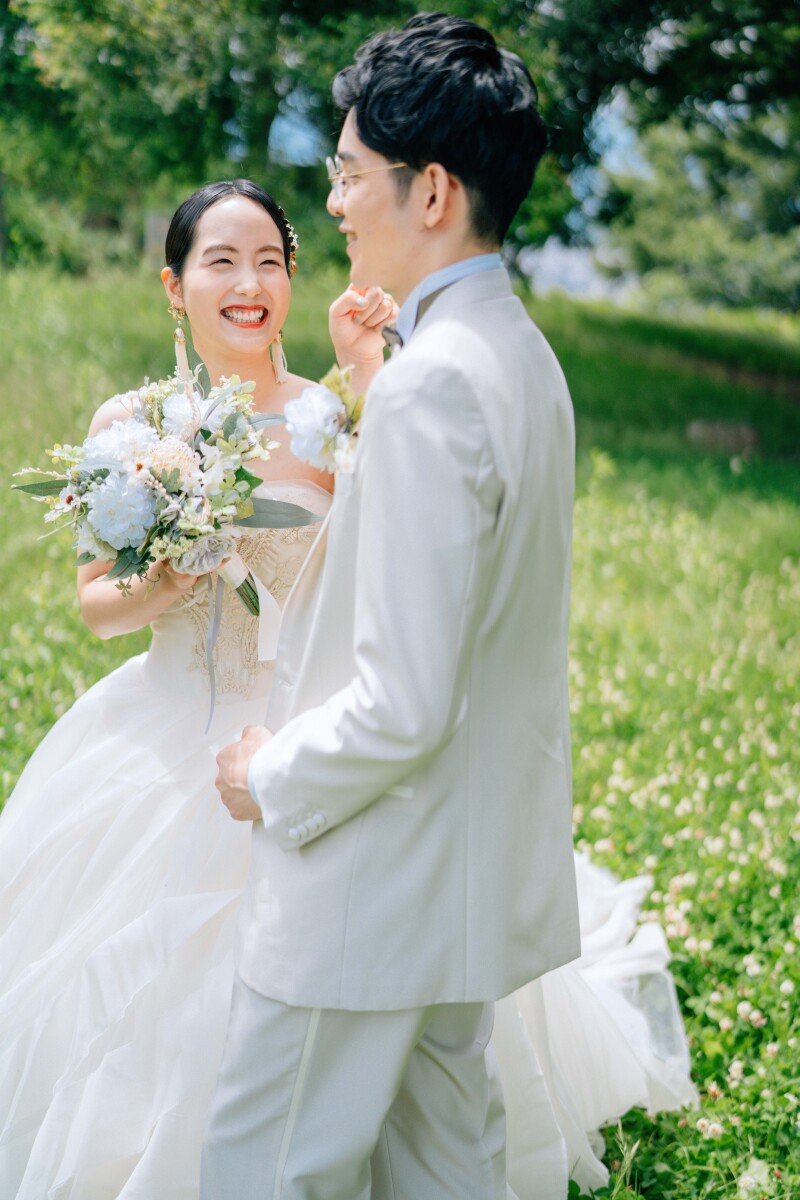 ブーケを受け取り