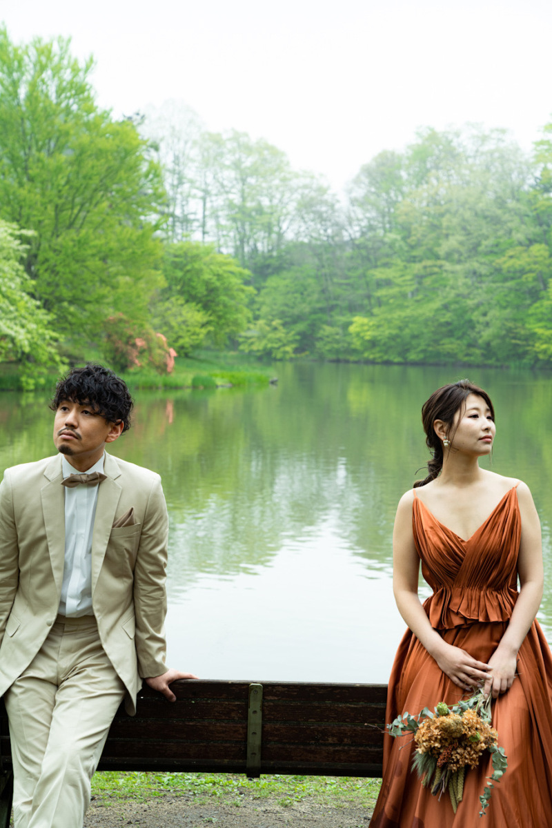 ベンチで撮影♫