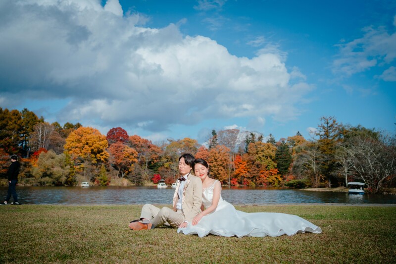 お座り青空ショット