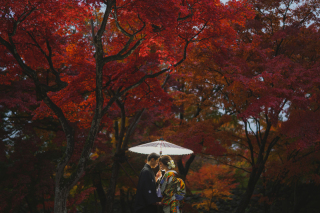 紅葉シーズンの軽井沢を和装で撮影♪