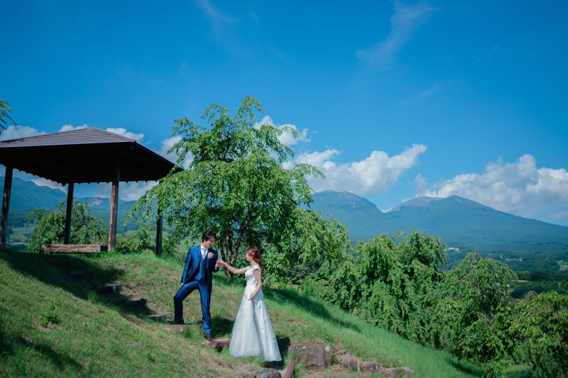 絶景をバックに