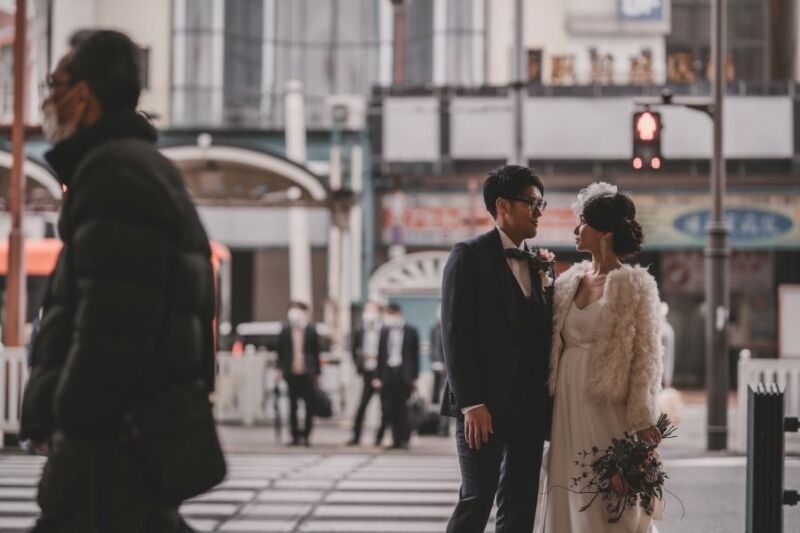 松山の中心街にて