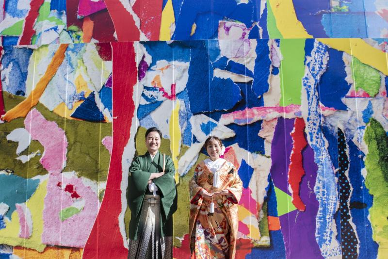 カラフル背景で