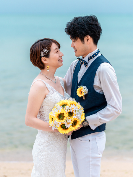 青いビーチ向き合い♡