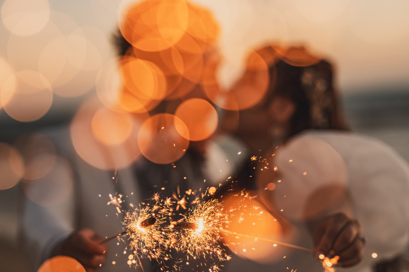 手持ち花火とキス♡