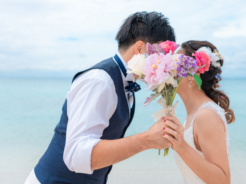 ブーケで隠す・・・♡