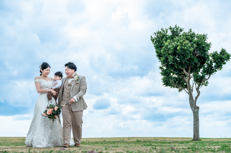 自然の中でファミリーショット