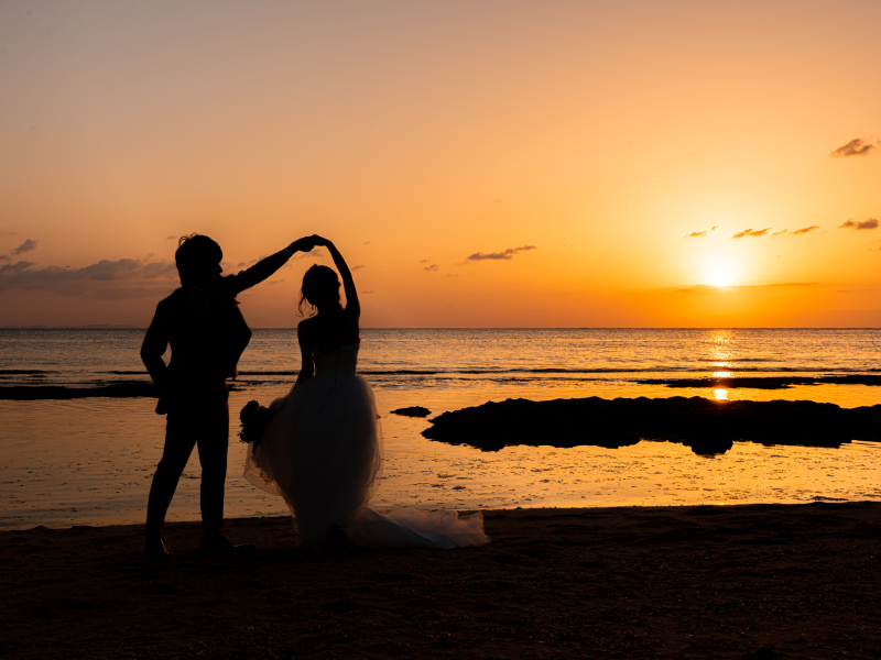 サンセットをバックに♡