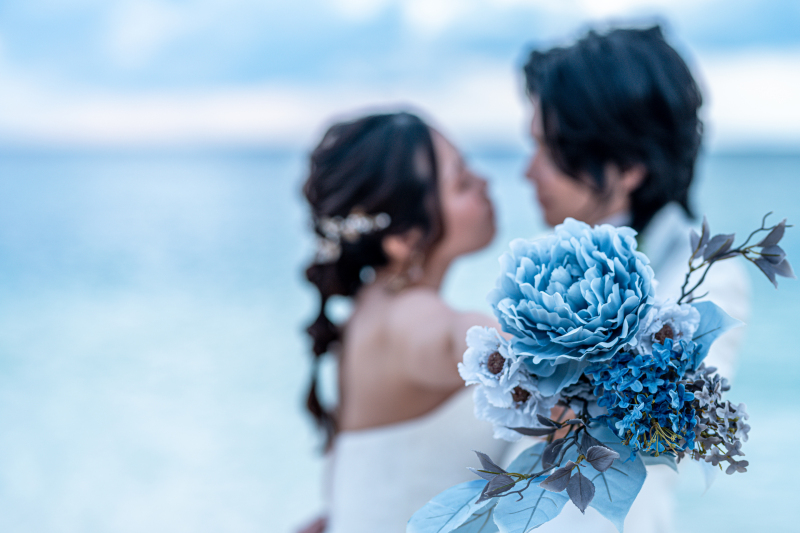 ブーケ越しキスシルエット♡