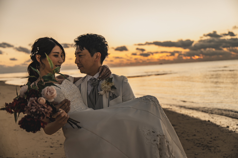 サンセット新婦だっこ♡