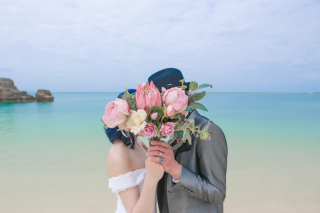 ビーチと東南植物楽園で撮影