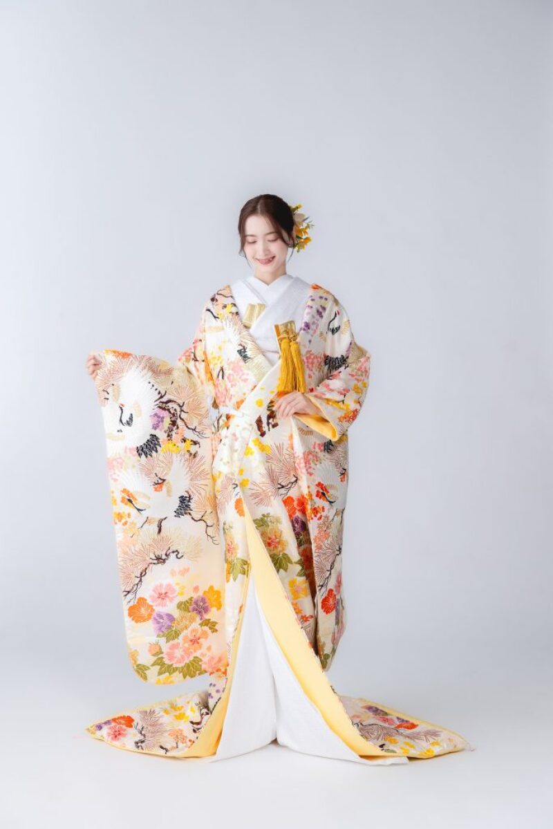 松葉流水に鶴
