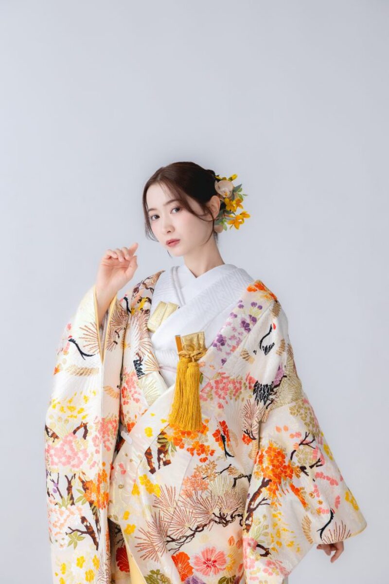 松葉流水に鶴