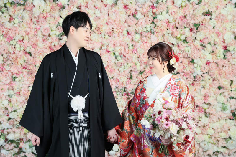 お花の背景は和装にも