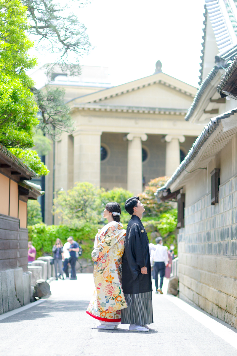 大原美術館をバックに♪
