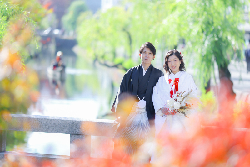 倉敷川を背景に☆゛