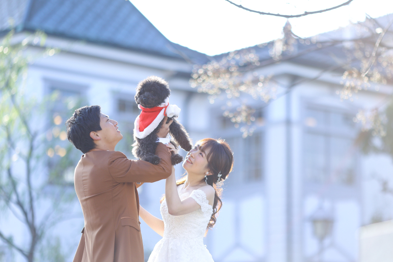 愛犬と和装、洋装ロケーション撮影