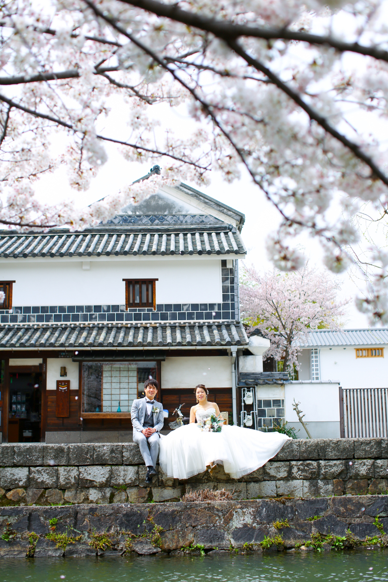 桜とウェディングドレス♡